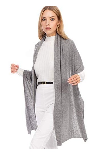 Marine Cashmere - Étoles en mélange cachemire pour femme, doux fil en cachemire, fabriqué en Italie Gris 