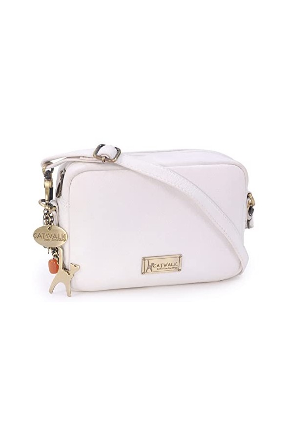 Catwalk Collection Handbags - Cuir - Petit Sac Bandoulière/Besace/Sac Porté Croisé/Messenger - Femme - POLLY - Noir