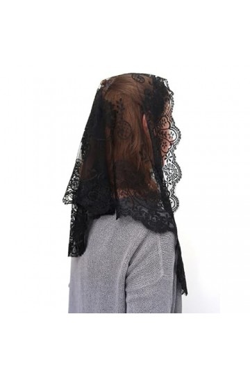 ANGELYK corsets habillés - Mantille Etole Triangle Véritable Dentelle Noire Satinée 60 x 80 x 120cm Catho