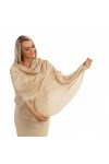 Écharpe en cachemire mélangée beige sable cachemire modal pashmina léger écharpe douce avec volants, Beige sable, XL