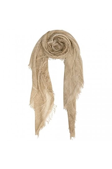 Écharpe en cachemire mélangée beige sable cachemire modal pashmina léger écharpe douce avec volants, Beige sable, XL