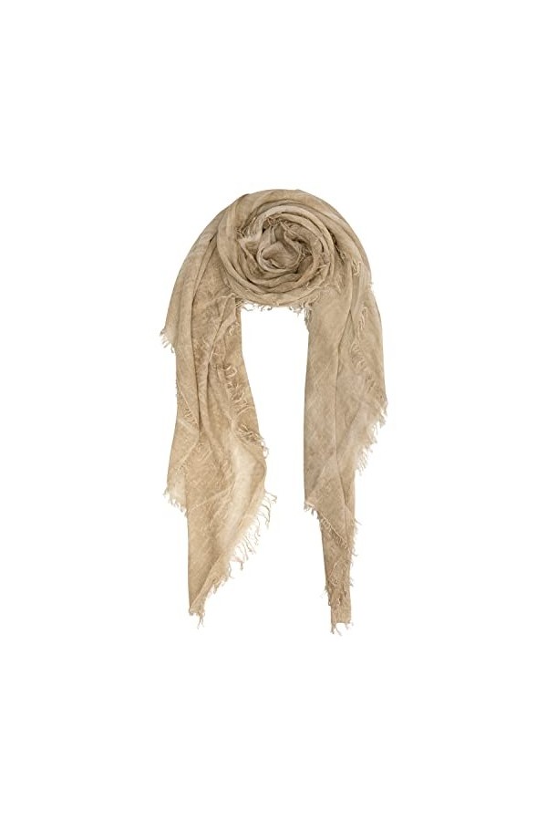 Écharpe en cachemire mélangée beige sable cachemire modal pashmina léger écharpe douce avec volants, Beige sable, XL