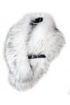 Chic Vibe® Col en fourrure synthétique - Étole raton laveur et renard, Cheveux longs blancs avec pointes grises, 100cm x 13 c