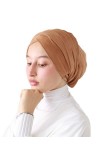 Lamis Hijab Turban à Enfiler en Daim pour Femme Musulmane voilée Camel 