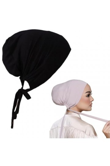 JOCXZI Fichus et Foulards de tête Femme,Bonnets Femme,Bonnet Chimio Bandana réglable avec Fermeture élastique et Lien Noir, 
