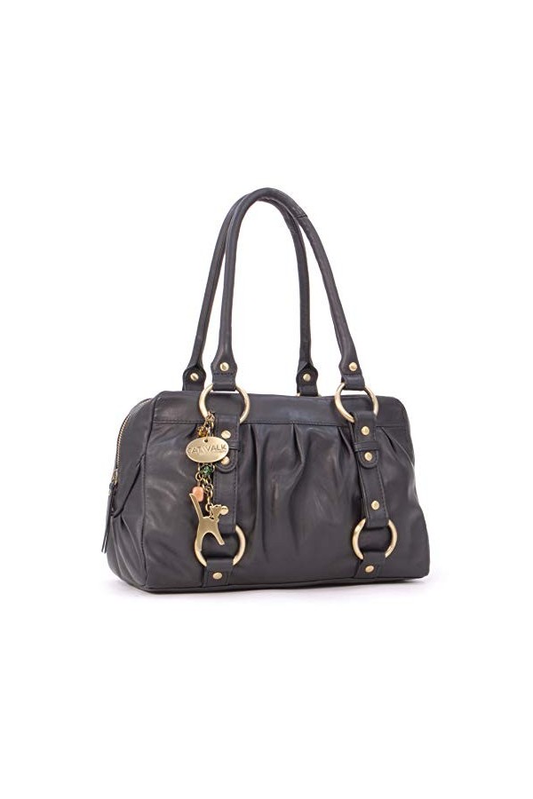 Catwalk Collection Handbags - Cuir Véritable - Sac Porté Main/Sac à Main/Sac porté épaule - Femme - MEGAN - Noir