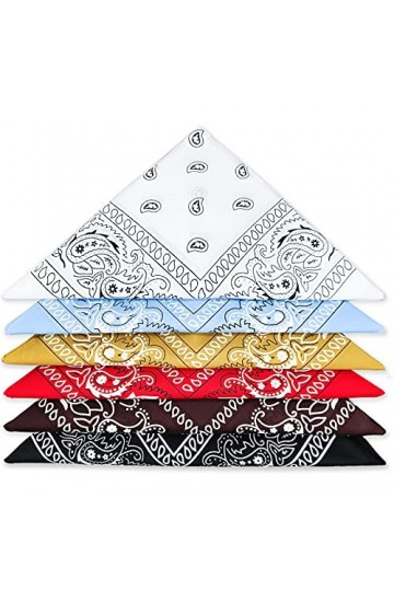 LISOPO Bandanas Foulards Accessoire 6 pcs Bandanas Fichu Mouchoir Unisexe,Bandeau de Cheveux,Echarpe de Cou, Foulards en Coto