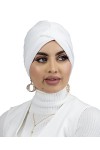 Lamis Hijab - Turban à Enfiler côtelé en Jersey Premium pour Femme Musulmane voilée TU-6 Marron 
