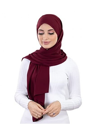Lamis Hijab Hijab à enfiler à nouer en crêpe de luxe pour femme musulmane voilée Taupe 