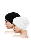 MIVAIUN 2 PCS Femmes Bonnet Bandeau Hijab Réglable Musulman Hijab Fermeture à Nouer au Dos Hijab de Couleur Unie Underscarf H