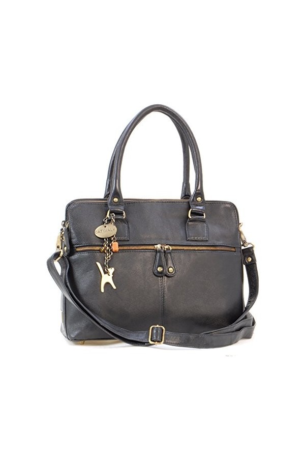 CATWALK COLLECTION - Cuir Vintage - Grand Sac à Main/Sac porté épaule avec Bandoulière détachable/Besace/Sac Porté Croisé/Cab