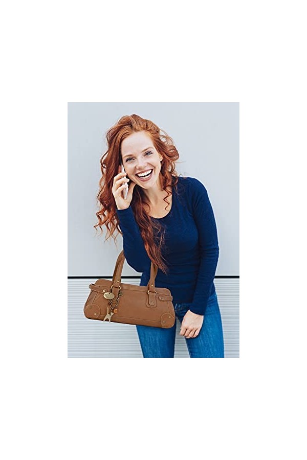 Catwalk Collection Handbags - Cuir Véritable - Sac Porté Main/Sac à Main/Sac porté épaule - Femme - CARNABY - Marron Foncé