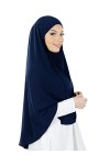 Khimar hijab à enfiler Malaisien haut jilbab pour femme musulmane voilée KH100 Bleu Marine 
