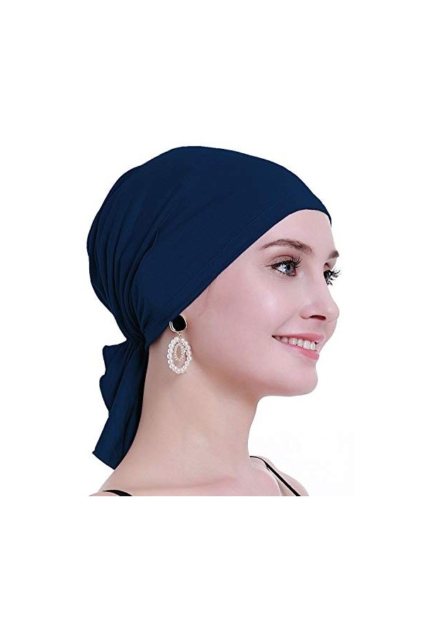 osvyo – Foulard en Bambou pour Femme, pour Perte de Cheveux, chimiothérapie, Cancer, Emballage scellé, Bambou Bleu Indigo, Ta