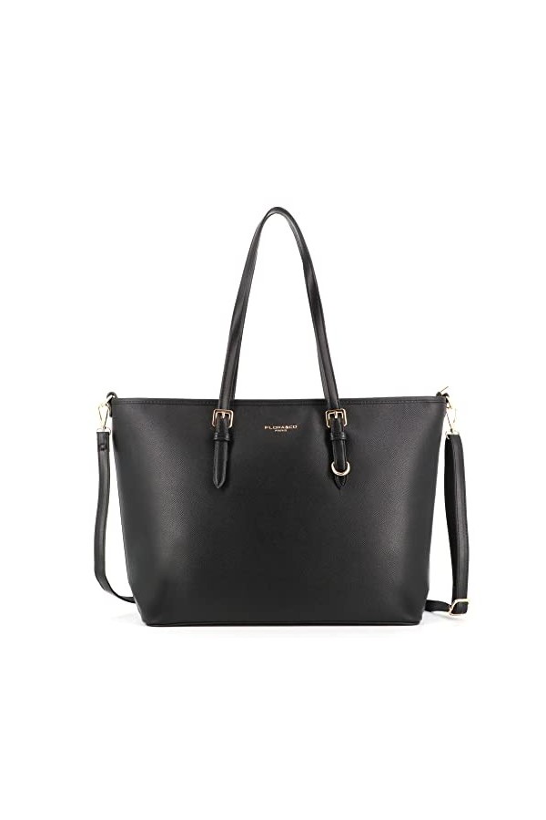 flora & co - Grand Sac à Main Femme Format A4 Similicuir Grainé - Sac Cabas Fourre-Tout Cours Lycée - Sac Shopping Taille XL 