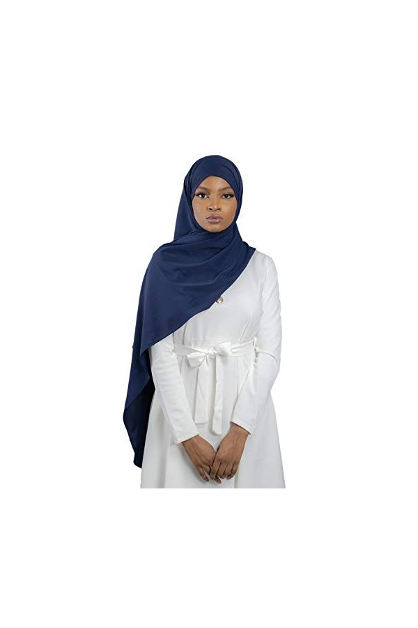 Hijab à enfiler avec bonnet à nouer en soie de médine Luxueux pour femme musulmane voilée HE700 Vert Kaki 