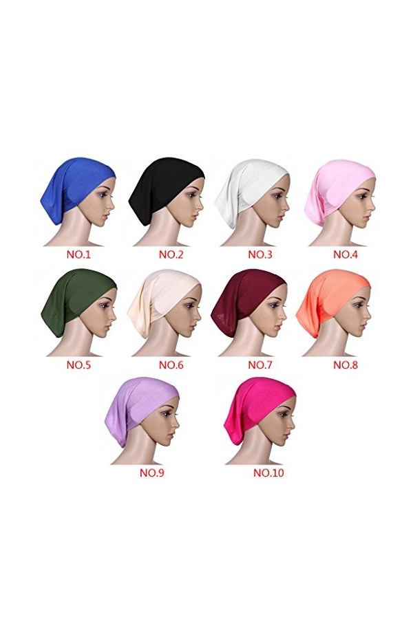 QHGstore Femmes Tissu élastique Sweat absorbant Coton Sous-vêtement Hijab Tube Cap blanc