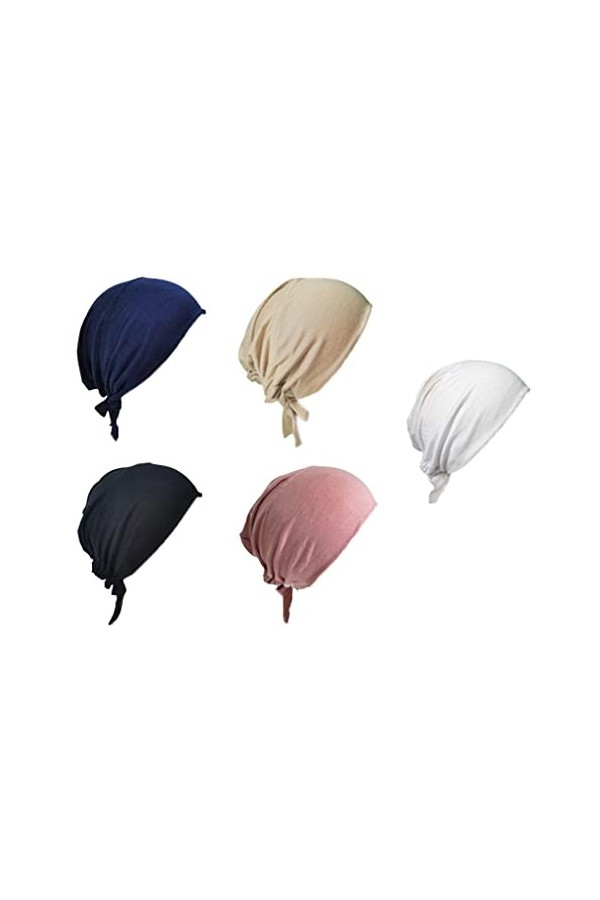Kellegour 5 Pièces Bonnet sous Hijab,Réglable Islamique Musulman,Bonnet de Hijab Musulman Islamique,Réglable sous écharpe ave