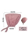 Kellegour 5 Pièces Bonnet sous Hijab,Réglable Islamique Musulman,Bonnet de Hijab Musulman Islamique,Réglable sous écharpe ave