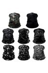 8 Pièces Bandana Visage Rave Cache-Cou Protection UV Coupe-Vent Anti-Poussière Écharpe Bandeau Tube pour Femme Homme