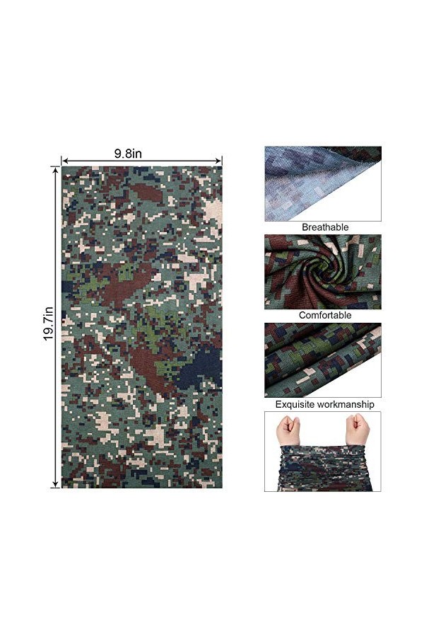 8 Pièces Bandana Visage Rave Cache-Cou Protection UV Coupe-Vent Anti-Poussière Écharpe Bandeau Tube pour Femme Homme