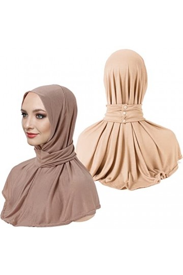 XEPST 2 PCS Prêt à lEmploi Hijab Instantané pour Femmes, Hijab Instantané pour Femmes Hijab Musulman avec Boutons Couleur Un