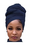 Harewom Turban long et léger en jersey pour femme 1 pièce bleu marine 178 x 81 cm . One Size