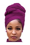 Harewom Turban long et léger en jersey pour femme 1 pièce bleu marine 178 x 81 cm . One Size