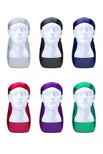 SATINIOR 12 Pièces Casquettes Durag Soyeuses Foulard Durag Doux à Longue Queue Bandeaux Élastiques Doux de Large Bretelles po