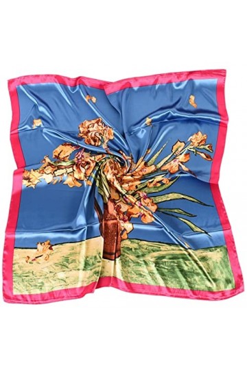 35*35 Femmes Mode Motif Grand Carré de Soie Comme Cheveux Écharpe de Tête Wrap de Nuit Satin Cou Bandana Cadeau, Vase pour pe