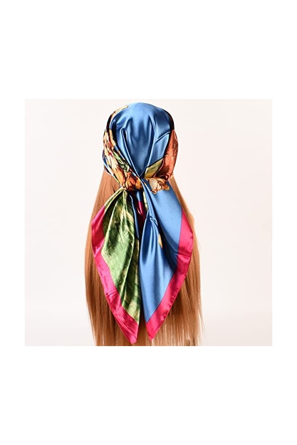 35*35 Femmes Mode Motif Grand Carré de Soie Comme Cheveux Écharpe de Tête Wrap de Nuit Satin Cou Bandana Cadeau, Vase pour pe