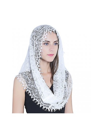 Blanc Infinity Écharpe Mantille&nbsp;–&nbsp;Église catholique Voile Tête de Voile Couvrant Latine de Masse