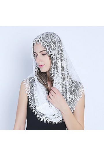 Blanc Infinity Écharpe Mantille&nbsp;–&nbsp;Église catholique Voile Tête de Voile Couvrant Latine de Masse