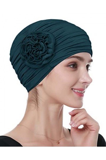 Alnorm Foulard Chimio en Bambou pour la Perte de Cheveux des Femmes Bonnet pré-noué Vert foncé