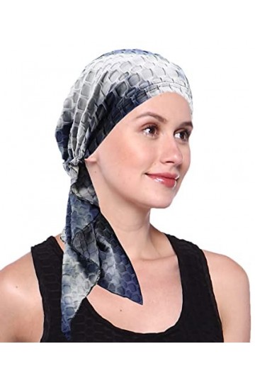 Coolwife Turbans pour femmes chimio cancer couverture cheveux pré-noué chapeaux sommeil écharpe bandeau, Tie-dye noir et blan