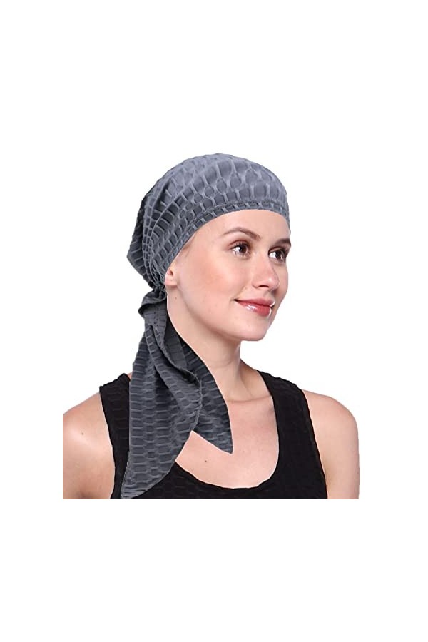 Coolwife Turbans pour femmes chimio cancer couverture cheveux pré-noué chapeaux sommeil écharpe bandeau, Tie-dye noir et blan