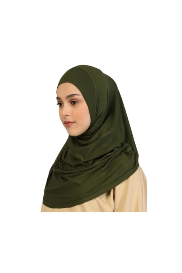Prien Hijab uni prêt à porter pour femme, turban instantané musulman, écharpe en jersey doux, vêtements islamiques, hijab lon