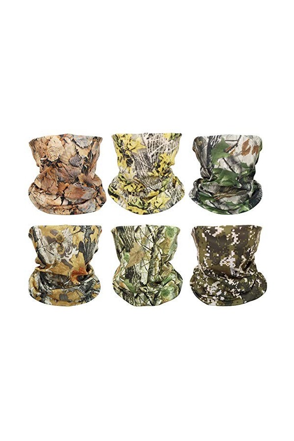 GUIFIER 6 PCS Sports Multifonctionnels en Plein Air Magique Écharpe Camouflage sans Soudure Chapeaux Bandeau Élastique Bandan