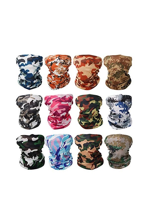 GUIFIER 6 PCS Sports Multifonctionnels en Plein Air Magique Écharpe Camouflage sans Soudure Chapeaux Bandeau Élastique Bandan