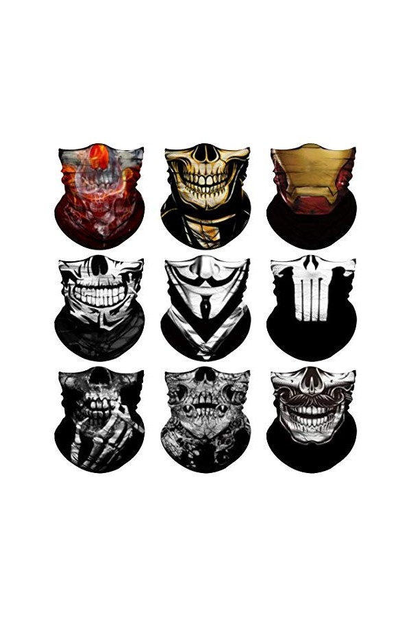 Venswell Cache-cou pour homme et femme, sans couture, bandana rave, écharpe magique, cagoule, bandeau, écharpe pour moto, vél