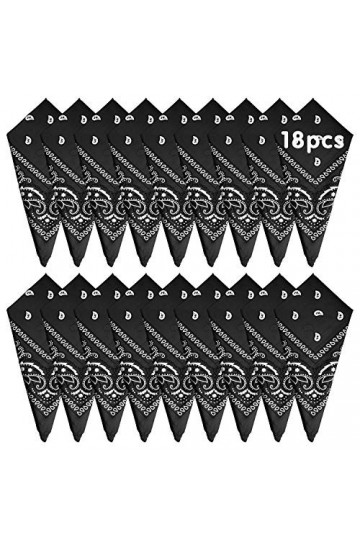 FEPITO 18 pcs Paisley Bandanas Assortiment de Bandanas Cowboy Unisexe Nouveauté Impression Tête Wrap Écharpe Bracelet pour Ad