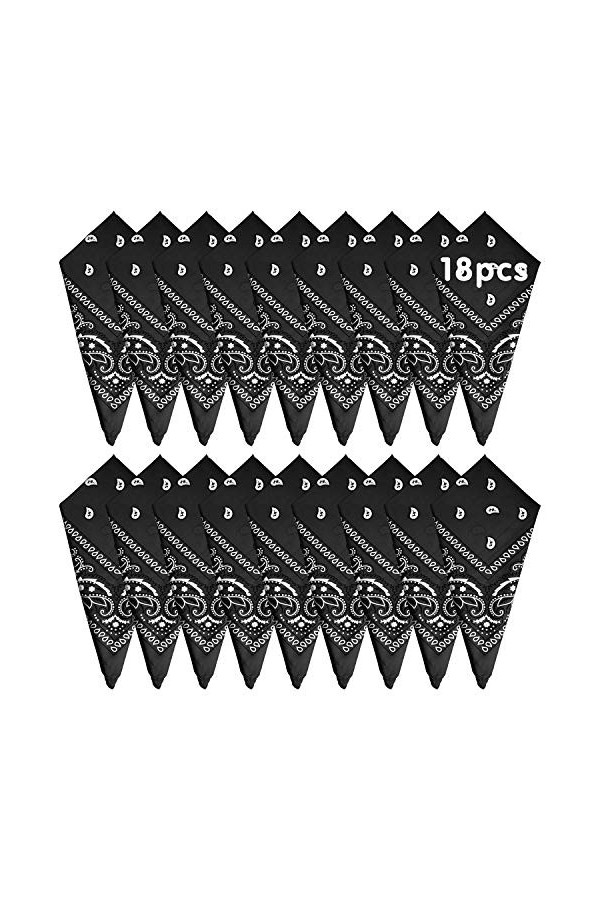 FEPITO 18 pcs Paisley Bandanas Assortiment de Bandanas Cowboy Unisexe Nouveauté Impression Tête Wrap Écharpe Bracelet pour Ad