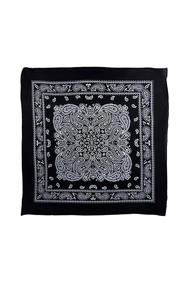 Bandana Montana Paisley en coton doux et léger Taille XL 66 x 66 cm Noir