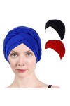 Lot de 3 paquets de turban pour femme - Imprimé floral coloré - Élégant - Pour cancer chimio - Noir - Taille unique