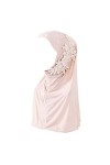 Hijab pour femme musulmane en dentelle avec strass - blanc - Taille unique