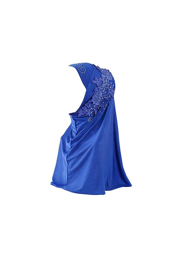 Hijab pour femme musulmane en dentelle avec strass - blanc - Taille unique