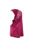Hijab pour femme musulmane en dentelle avec strass - blanc - Taille unique