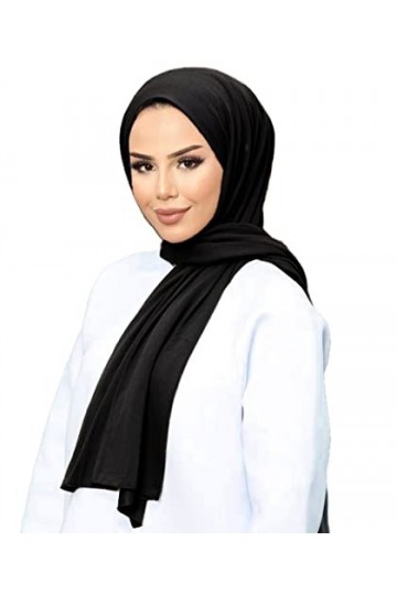 Ayenza Moda Turban en jersey pour hijab doux au toucher, extensible, durable, fabriqué en Turc de qualité, Noir , taille uniq