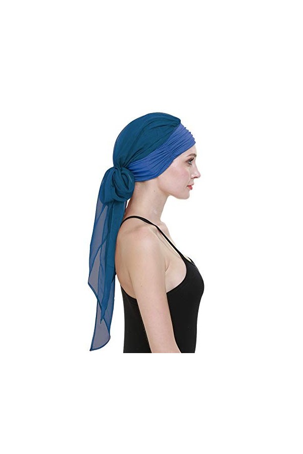 FocusCare pour Les Patients atteints de Cancer féminin Chimio - Chef conclut des Bandeaux Bandana,Bleu aigue-marine,Taille un
