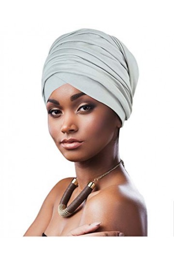 LVOW - Écharpe Turban - Écharpe - Longue - Bandeau - Bonnet pour femme - Gris - Taille unique